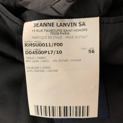 LANVIN Taille 46 Noir Solide Laine Mohair Peak Revers Smoking