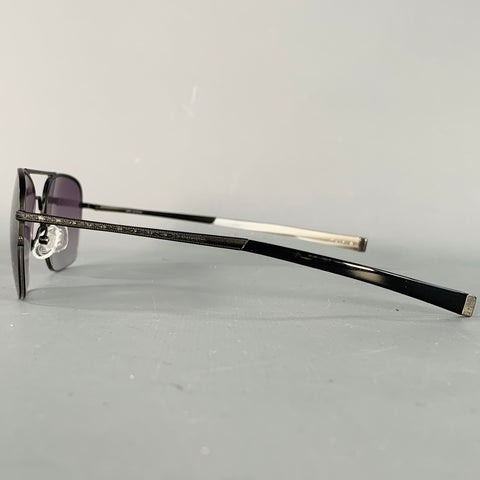 JOHN VARVATOS Black Gunmetal Metal Navigator Sunglasses