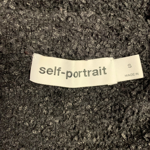 SELF-PORTRAIT Size S Black Silver White Polyamide Blend Knit Cardigan