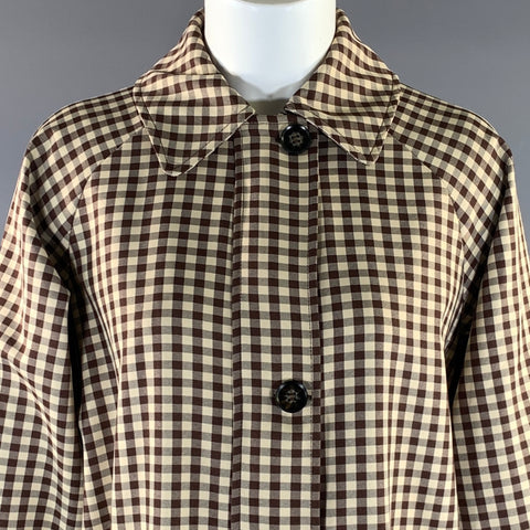 HOUSE OF HARLOW 1960 Size XS Brown Tan Polyester Gingham Trench Coat