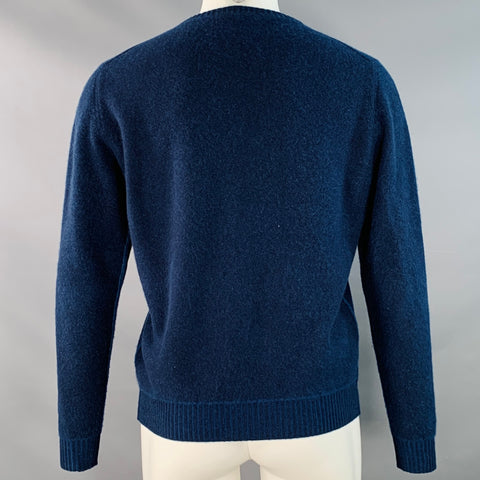 BARNEY'S NEW YORK Size M Blue Black Cashmere Crew Neck Sweater