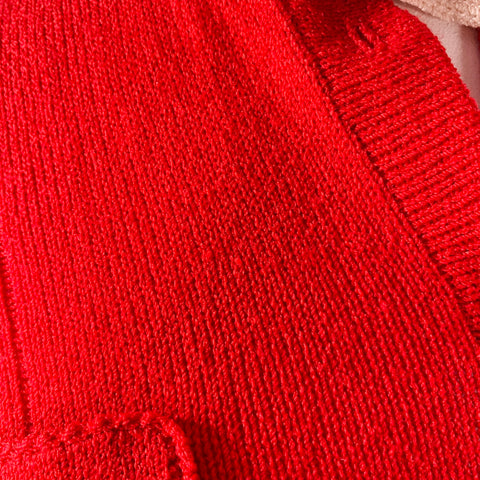 JAYLON Vintage Size 10 Red Cream Long Sleeve Knit Dress