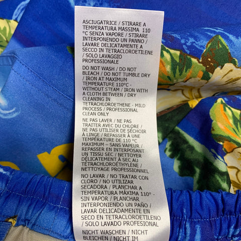 GUCCI Size 30 Blue Yellow Hawaiian Cotton Bermuda Shorts