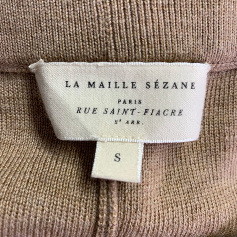 LA MAILLE SEZANE Size S Beige Merino Wool Knit Pleated Wide Leg Casual Pants