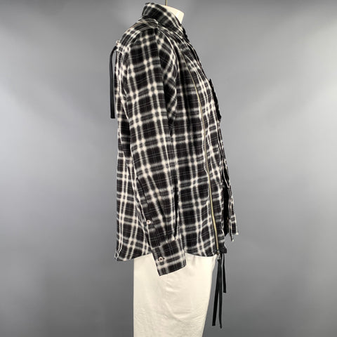 PHILTHEORY Size M Black White Mixed Patterns Cotton Blend Pointed Collar Jacket