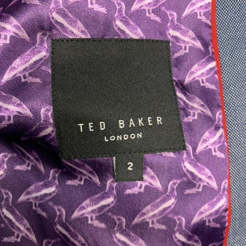 TED BAKER Size 38 Blue Polyester Blend Notch Lapel Sport Coat