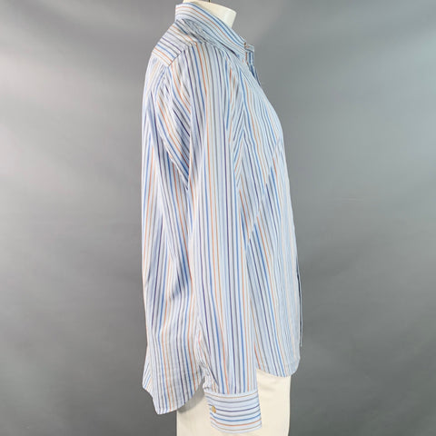 PAUL SMITH Size XL Blue Multi Color Stripe Cotton Long Sleeve Shirt