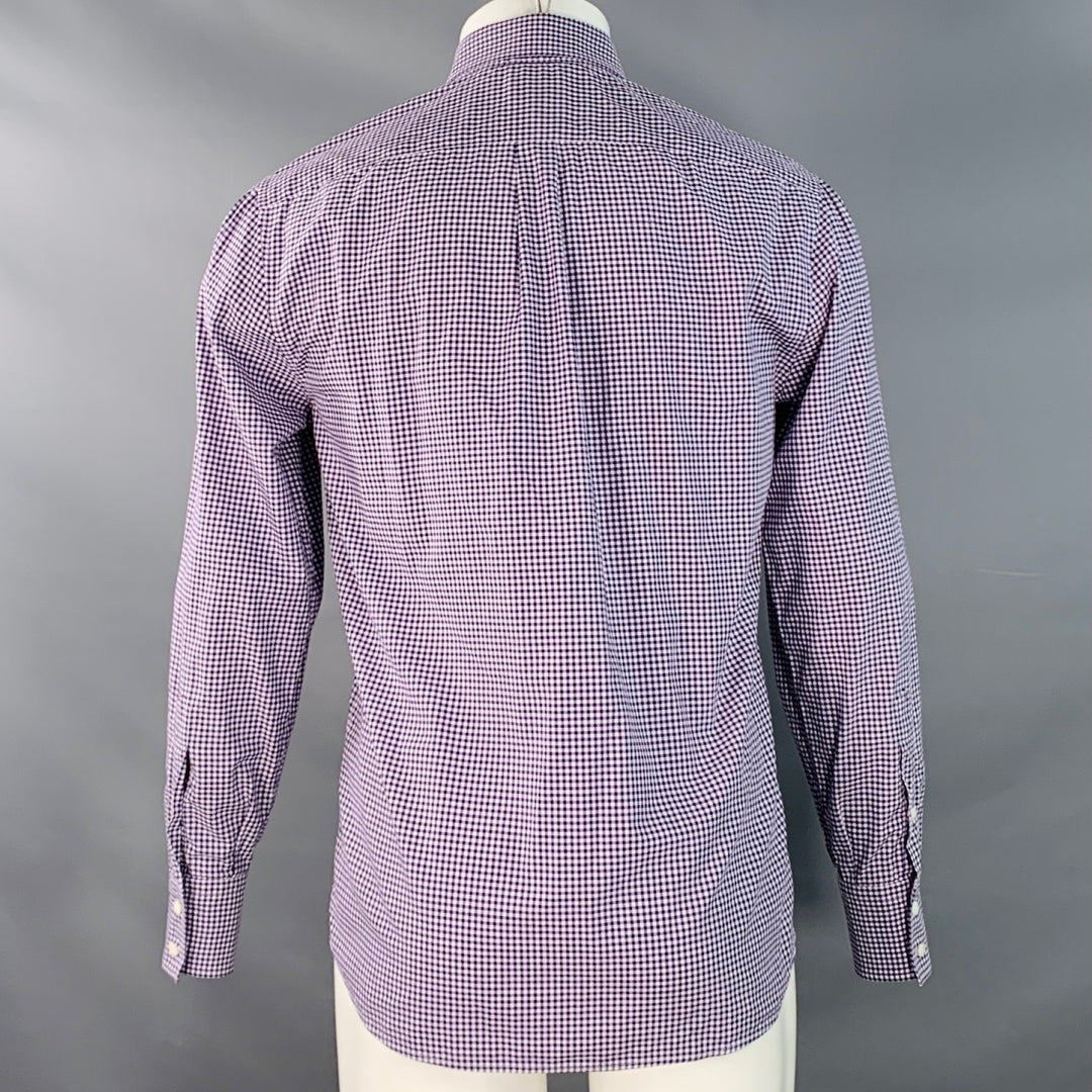 BRUNELLO CUCINELLI Size S Purple White Gingham Cotton Basic Fit Long Sleeve Shirt
