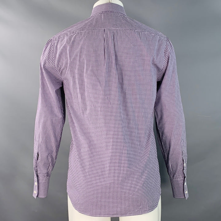 BRUNELLO CUCINELLI Size S Purple White Gingham Cotton Basic Fit Long Sleeve Shirt