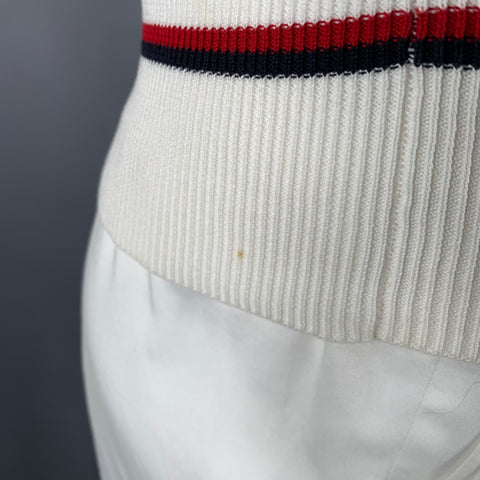 BLACK FLEECE Size L White Red Black Diamond Cotton V-Neck Vest