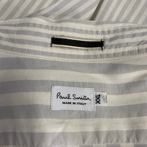 PAUL SMITH Size XXL Grey Beige Stripe Cotton Button Up Long Sleeve Shirt