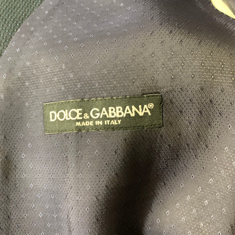 DOLCE & GABBANA Chest Size 46 Navy Black Geometric Wool Pleated Vest Formal