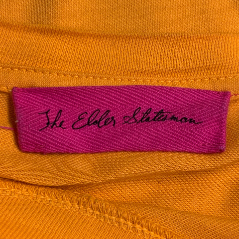 THE ELDER STATESMAN Size XL Yellow Orange Cotton Cashmere Scoop Neck T-shirt