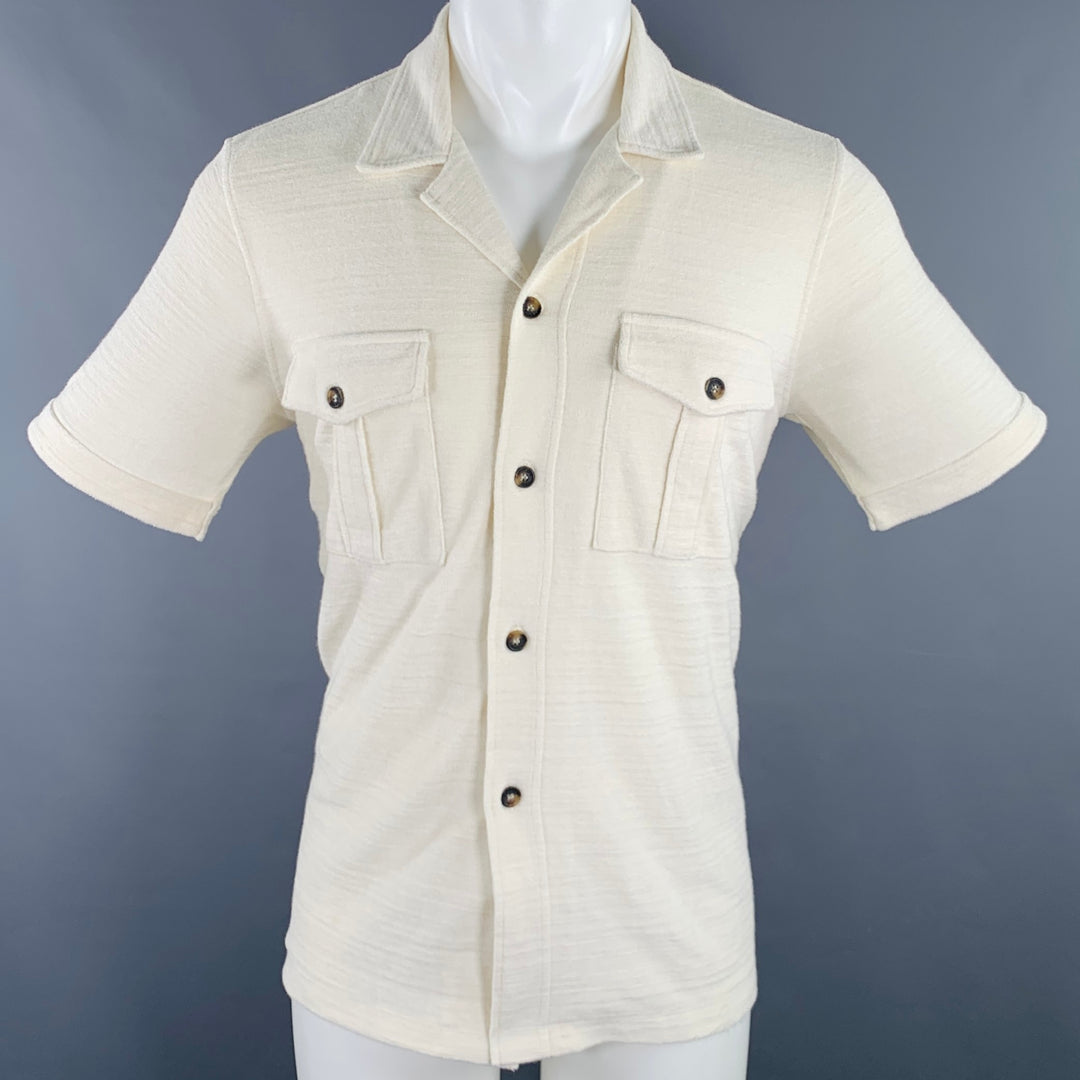 ORLEBAR BROWN Size M Beige Terrycloth Cotton 2 Pockets Short Sleeve Shirt