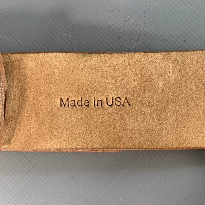 ALLEN EDMONDS Size 42 Blue Tan Textured Leather Belt