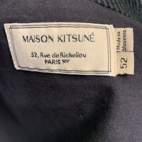 MAISON KITSUNE Size 42 Black Green Seersucker Cotton Sport Coat