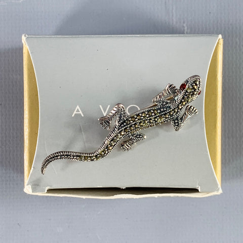 AVON Sterling Silver Marcasite Lizard Brooch Pin