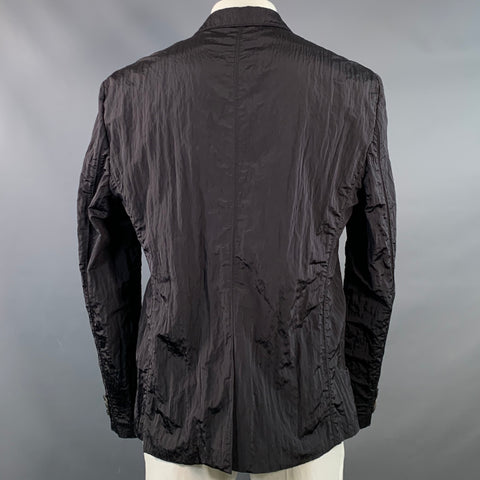 WOOYOUNGMI Size 44 Black Polyester Blend Notch Lapel Sport Coat