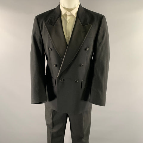 BILL BLASS Size 40 Black Wool Tuxedo Suit