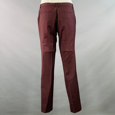 HUGO BOSS Size 40 Burgundy Virgin Wool Mohair Single Breasted Notch Lapel Suit