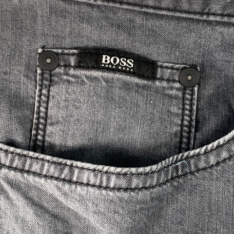 BOSS by HUGO BOSS Size 36 Grey Cotton Blend Straight Five Pockets Jeans