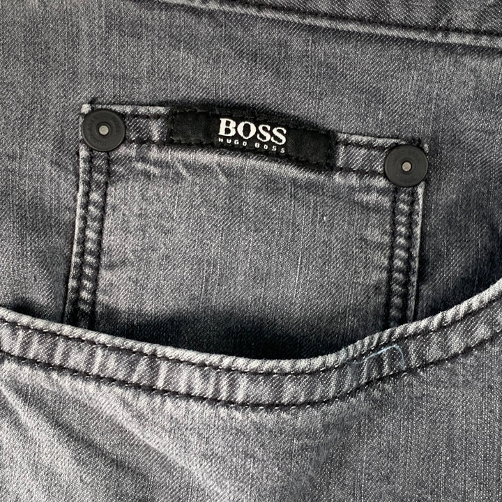 BOSS by HUGO BOSS Size 36 Grey Cotton Blend Straight Five Pockets Jeans