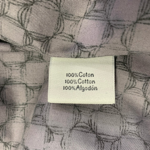 HERMES Size L Purple Black Geometric Cotton Button Up Long Sleeve Shirt