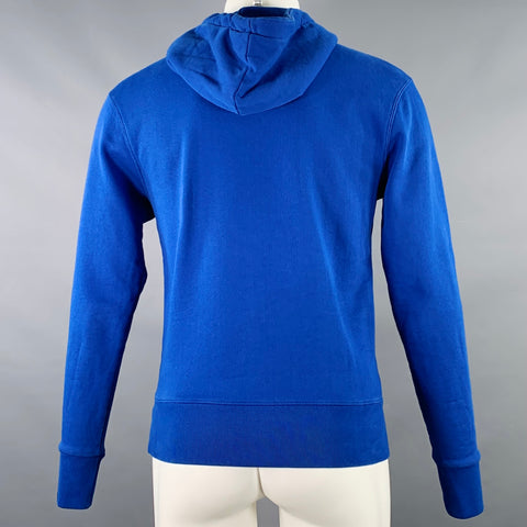 MAISON KITSUNE Size XS Blue Orange Logo Cotton Hooded Sweatshirt