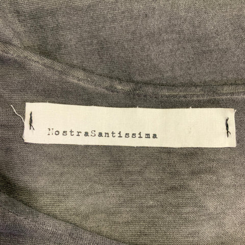 NOSTRASANTISSIMA Size XS Grey Charcoal Print Cotton Tulle T-shirt