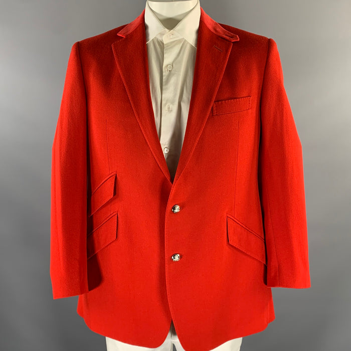 RALPH LAUREN Size 44 Red Wool Notch Lapel Sport Coat