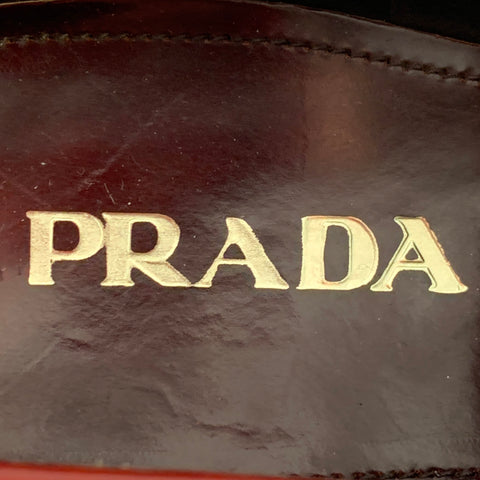 PRADA Size 10 Brown Leather Penny Loafers