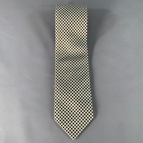 XMI Black Silver Checkered Silk Tie