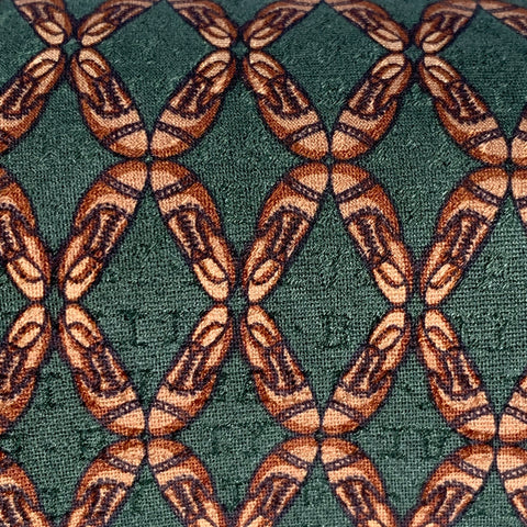 BALLY Green Beige Abstract Silk Jacquard Tie