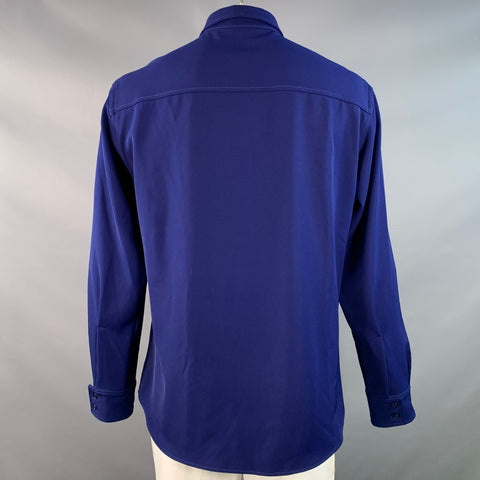 SIES MARJAN Size XL Blue Polyester Twill Patch Pockets Long Sleeve Shirt