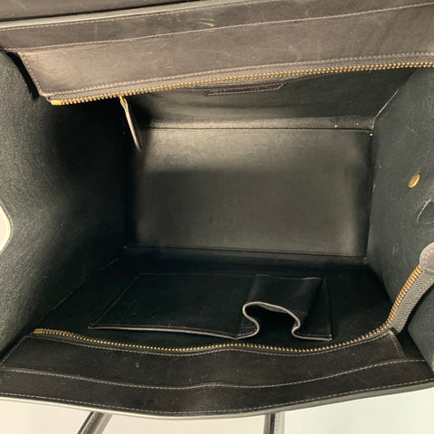 CELINE Brown Taupe Color Block Leather Tote Handbag