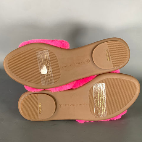 LOEFFLER RANDALL Size 8.5 Pink Shearling Textured Slide Sandals