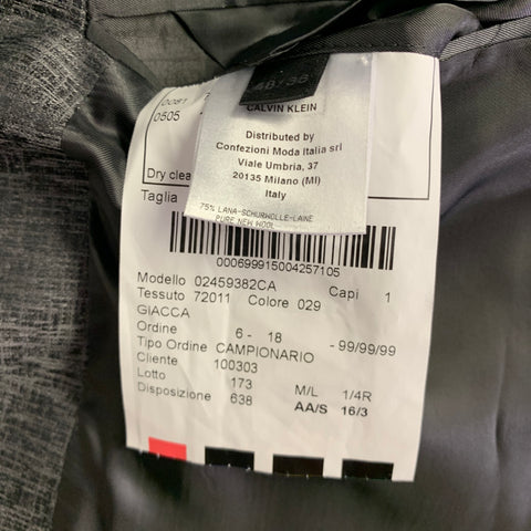 CALVIN KLEIN COLLECTION Chest Size 38 Grey Jacquard Wool Silk Sport Coat