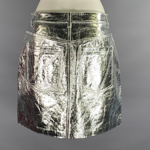 ZADIG & VOLTAIRE Size M Silver Leather Metallic Mini Skirt