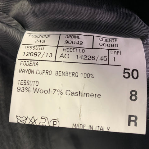 CANALI Size 40 Grey Charcoal Stripe Wool Cashmere Single Breasted Suit