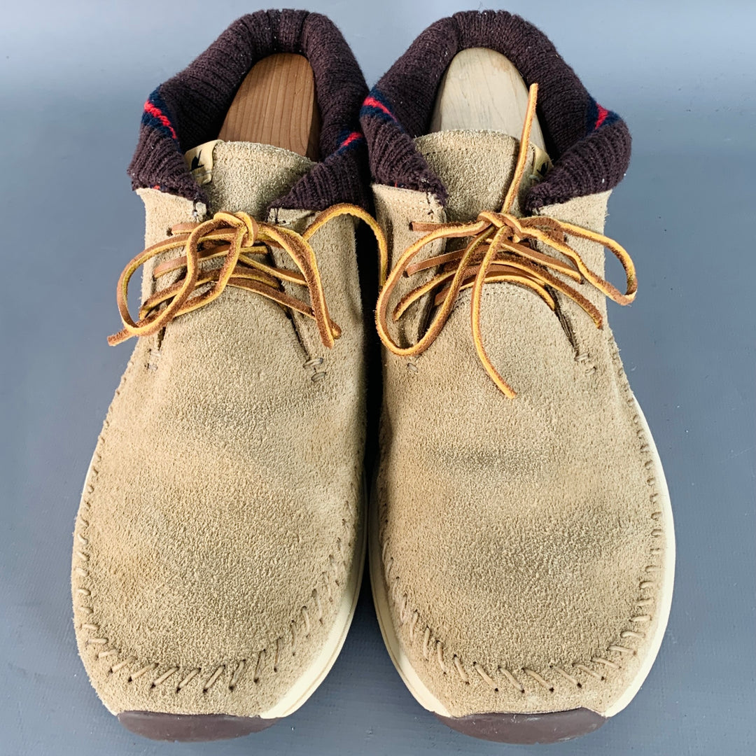 VISVIM SS15 Size 12 Maliseet Folk Tan Suede Rib Knit Foldover Sneakers