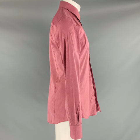 DOLCE & GABBANA Size M Red White Grid Cotton Button Up Long Sleeve Shirt
