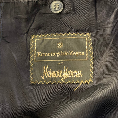 ERMENEGILDO ZEGNA Size 44 Navy Black Glen Check Wool Notch Lapel Suit