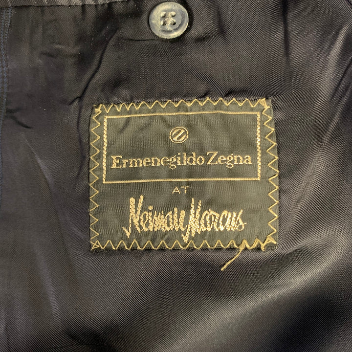 ERMENEGILDO ZEGNA Size 44 Navy Black Glen Check Wool Notch Lapel Suit