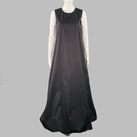 TORY BURCH Size 4 Black Cotton Poplin Sleeveless Bubble Hem Maxi Dress