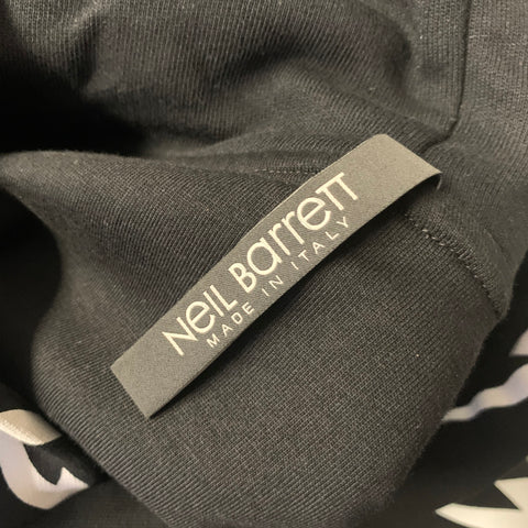 NEIL BARRETT Size XL Black White Lightning Bolts Hooded Sweatshirt