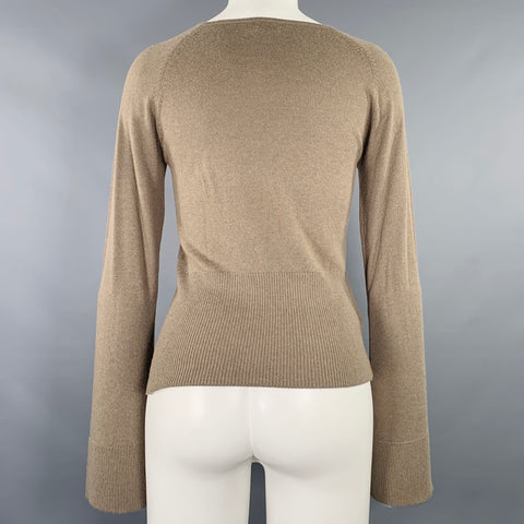 MAXSTUDIO Size S Taupe Cashmere Blend Knit Long Sleeve Pullover
