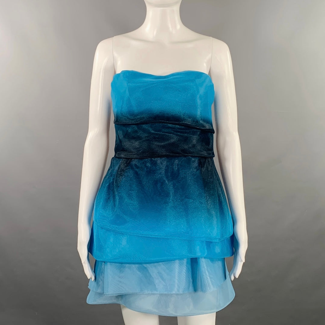 ERMANNO SCERVINO Size S Blue Navy Polyester Ombre Strapless Mini Dress ERMANNO SCERVINO Size S Blue Navy Polyester Ombre Strapless Mini Dress