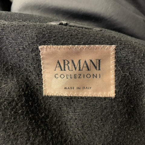 ARMANI COLLEZIONI Size 46 Black Polyester Blend Coat