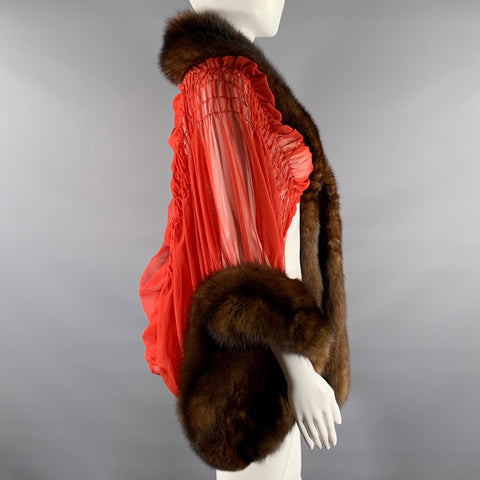 CURTIS STEWART Mink Ruched Silk Chiffon Jacket