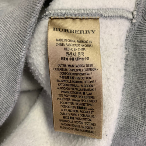 BURBERRY LONDON Size M Heather Grey Black Logo Cotton Blend Crew Neck Sweatshirt